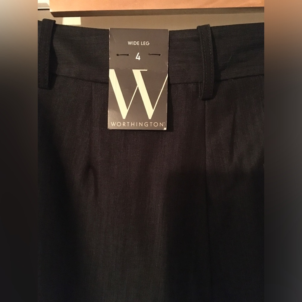 Worthington Sz 4 Blue Classic Wide Leg Pleated Trousers NWT